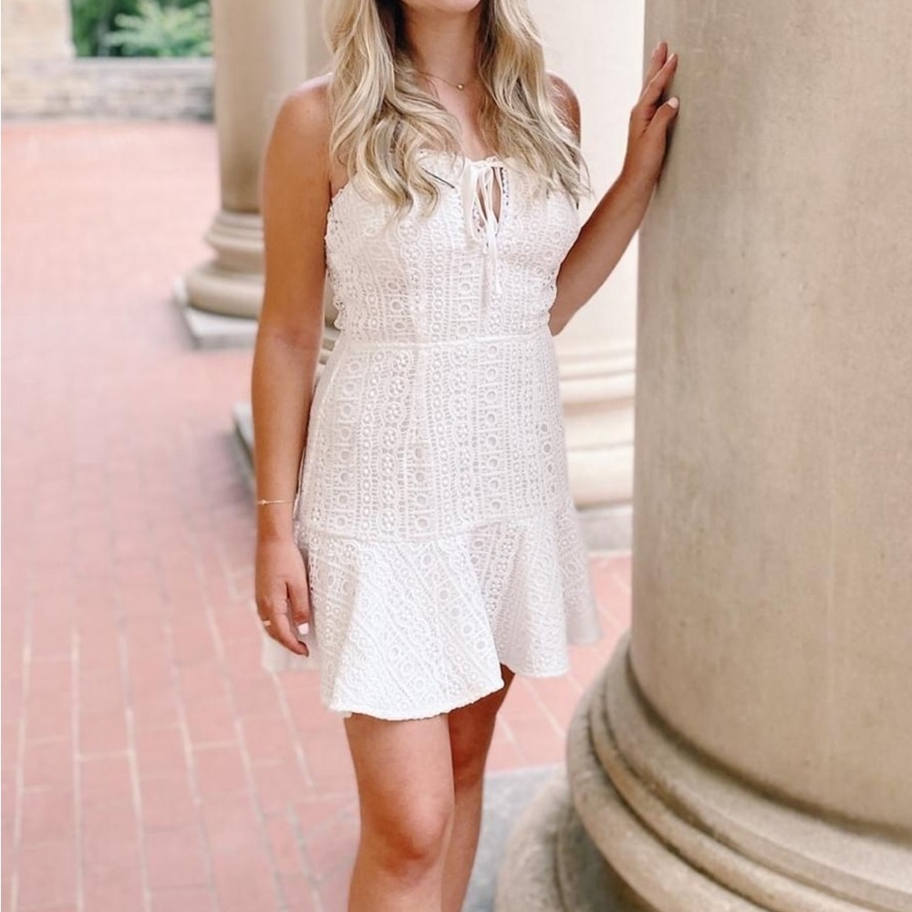 White lace dress from Revolve